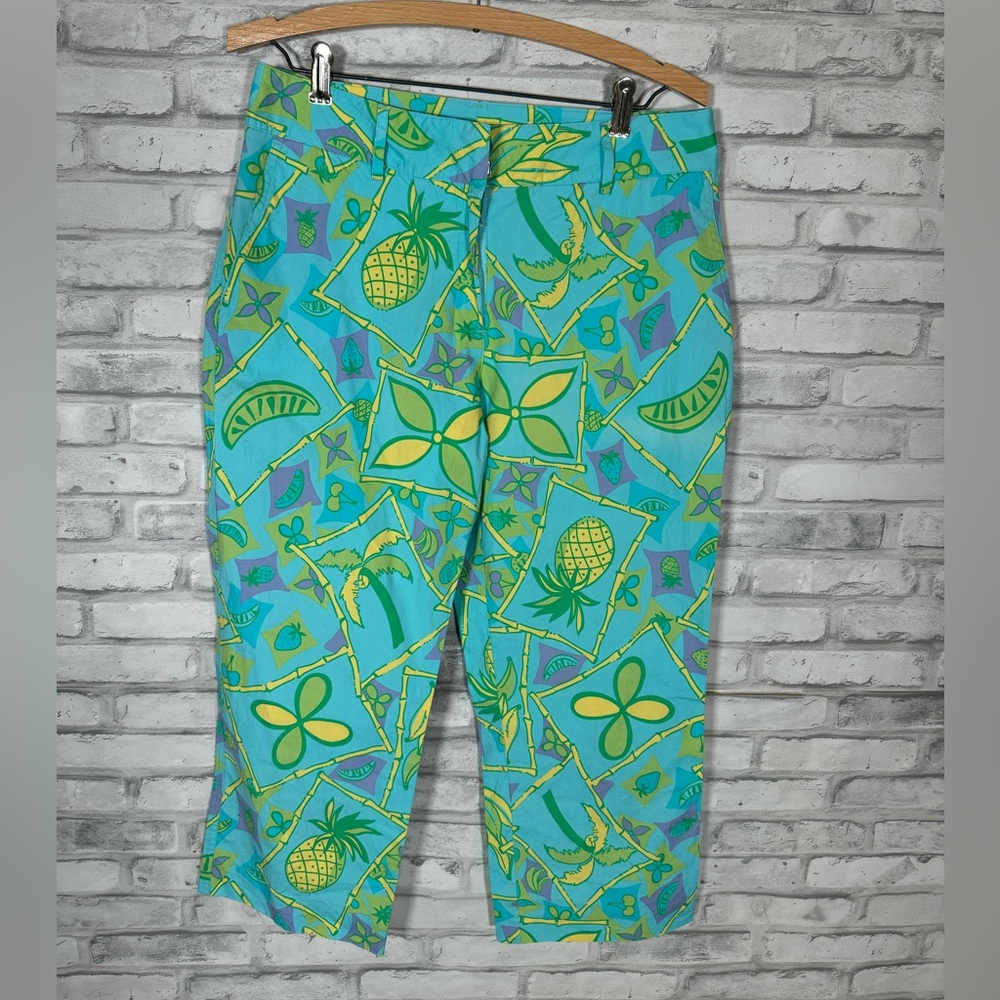 Lilly Pulitzer Liza Capri in Nassau Blue Pineapple Palm Trees Oranges